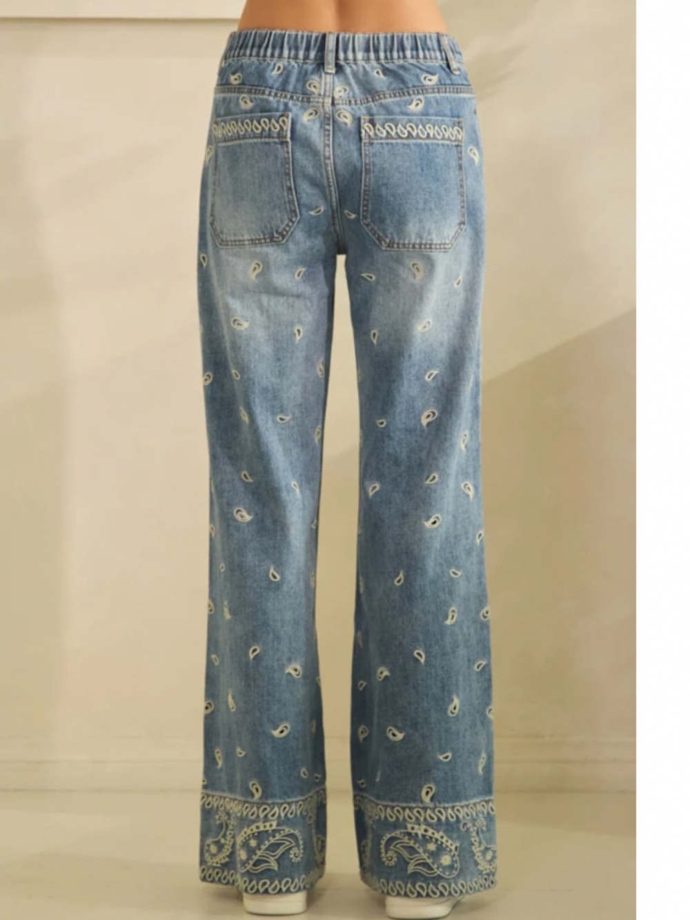 Oli & Hali Light Blue Paisley Embroidered Straight-Leg Jeans - Picture 12 of 16